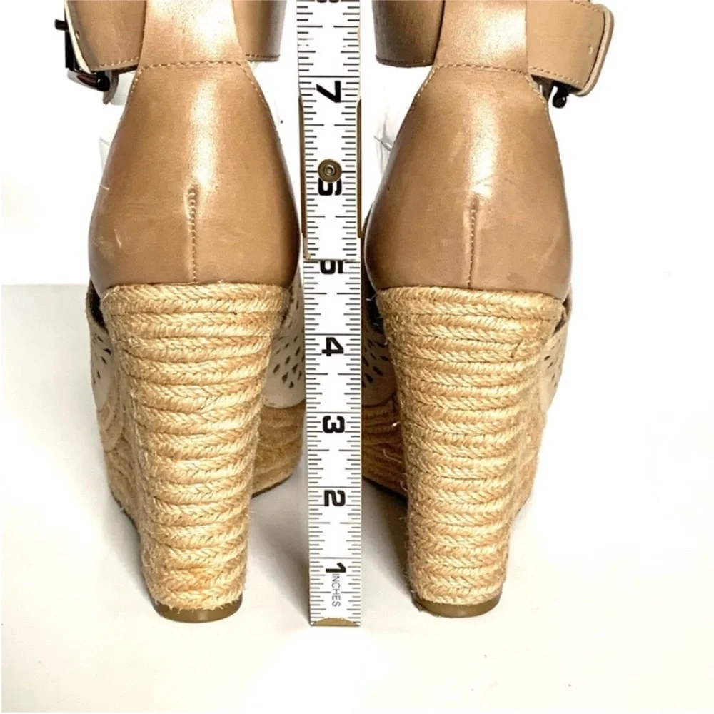 Marc Fisher Women's Hasina Perforated Suede Platform Wedge Sandal Size 8.5